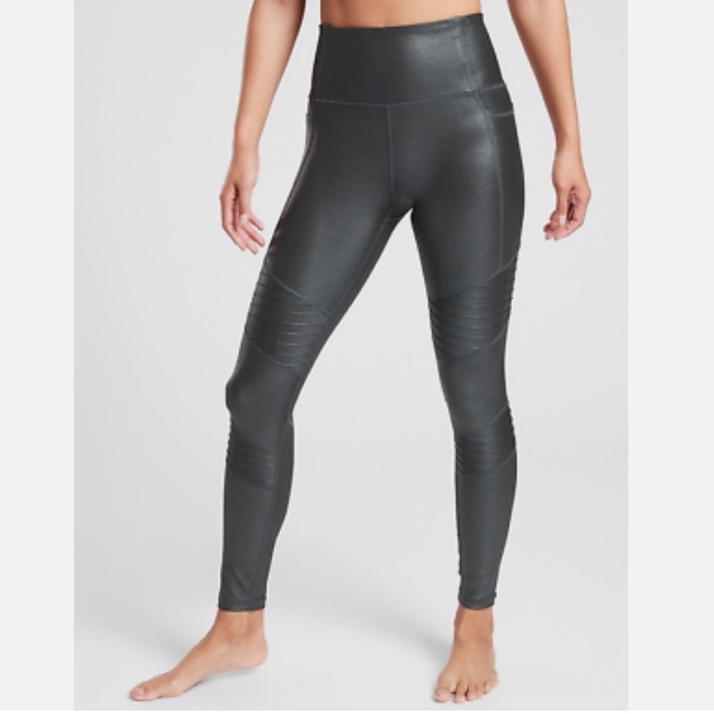 ATHLETA Inclination Moto Shimmer Tight Leggings S SMALL Black | Yoga, Shiny